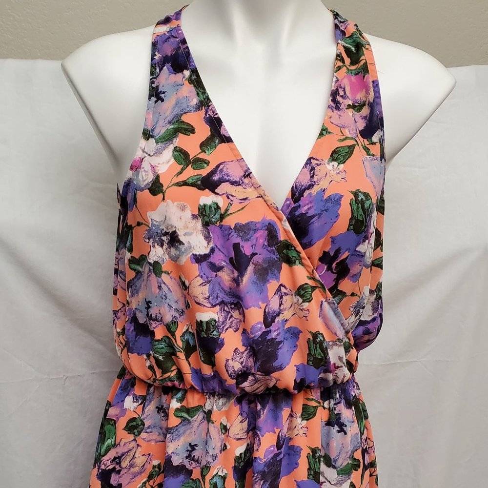 Lush Sleeveless Faux-Wrap Dress